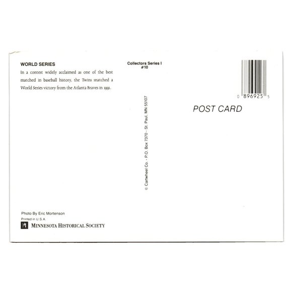 World Series Memorabilia Postcard 1991 Twins Braves Collectors Historic Photo - Picture 2 of 2